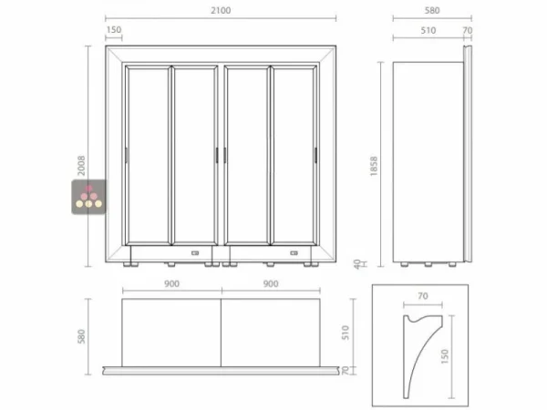 Sortie 😍 CALICE DESIGN Combiné encastrable de 2 vitrines réfrigérées professionnelles pour vins, charcuteries et fromages – Façade incurvée 🔥 destockage 3