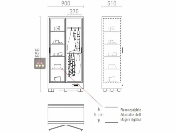 pas cher Grosses soldes ✨ CALICE DESIGN Combiné de 2 vitrines réfrigérées professionnelles pour vins, charcuteries et fromages – Pose libre – Façade droite ✔️ 5