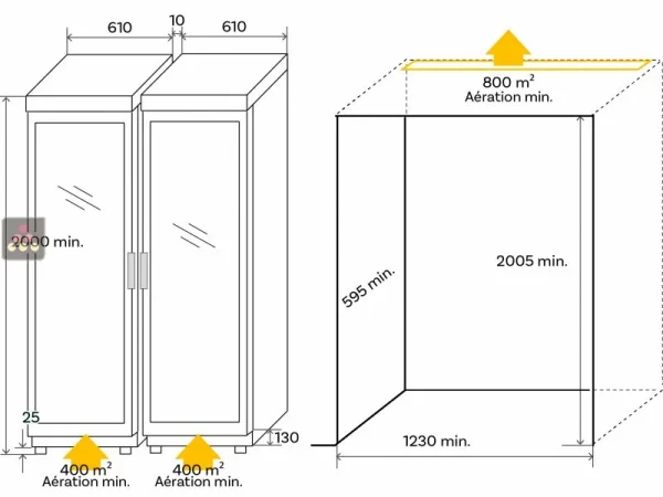 de garantie authentique Grosses soldes 😀 CALICE Combiné encastrable de 3 caves à vin mono-température et d’une cave à charcuteries – Façade inox – Bouteilles inclinées ❤️ 1