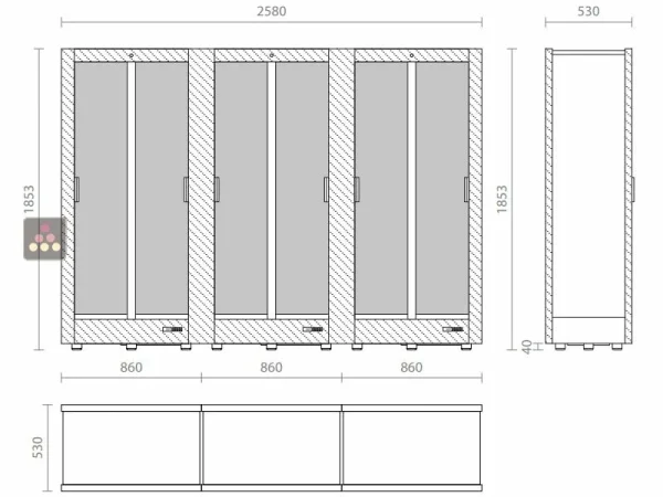 Budget 🔥 CALICE DESIGN Combiné de 3 vitrines réfrigérées professionnelles pour vins, charcuteries et fromages – 3 côtés vitrés – Habillage magnétique ⌛ excellents soldes 1