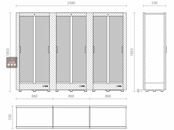 Neuve avec étiquette Vente flash 🎉 CALICE DESIGN Combiné de 3 vitrines réfrigérées professionnelles pour vins, charcuteries et fromages – 3 côtés vitrés – Habillage magnétique 😉 1